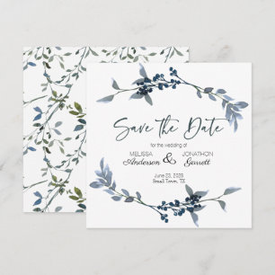 Sage Silver Green Elegante Floral Save the Date
