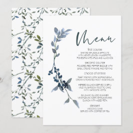 Sage Silver Green Floral Menu Mariage