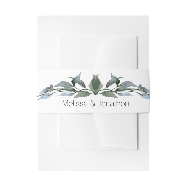 Sage Silver Green Floral Wedding Einladung Bauch Einladungsbanderole (Vorderseite Beispiel)