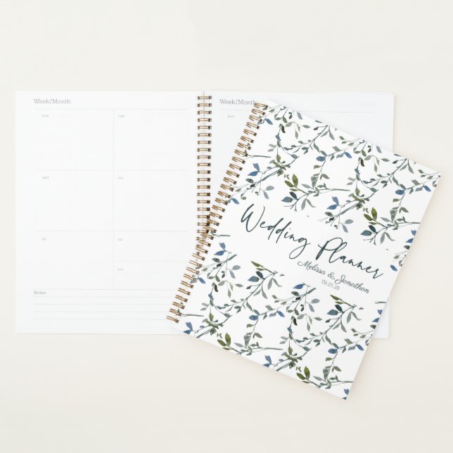 Sage Silver Green Floral Wedding Planner Planer (Anzeige)