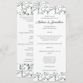 Sage Silver Green Floral Wedding Programme