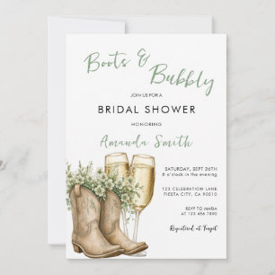 Sage Stiefel & Bubbly Brautparty Champagner Einladung