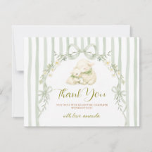 Sage Stripe Little Lamb Bow Baby Shower Floral