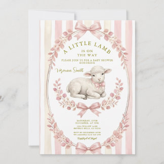 Sage Stripe Little watercolor Lamb Baby Shower Einladung