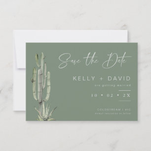 Sage Succulent Cactus Mariage Enregistrer La Carte