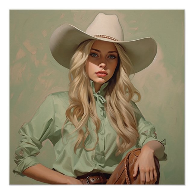 Sage Symphony: Cowgirl Wall Art Poster (Vorderseite)