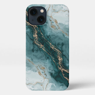 Sage Teal & Gold Marble Phone Case iPhone Hülle