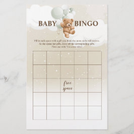 Sage Teddy Bear BINGO Baby Showspiele Flyer