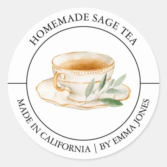 Sage Tee Modernes Label Runder Aufkleber (Vorderseite)