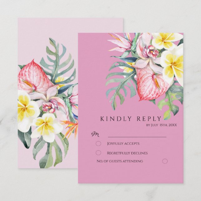Sage Tropical Floral Botanical Wedding Begleitkarte (Vorne/Hinten)