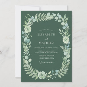 Sage Verdant Kranz Hochzeit Einladung
