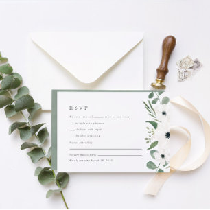 Sage Vert Aquarelle Vert Vert Mariage Carte RSVP