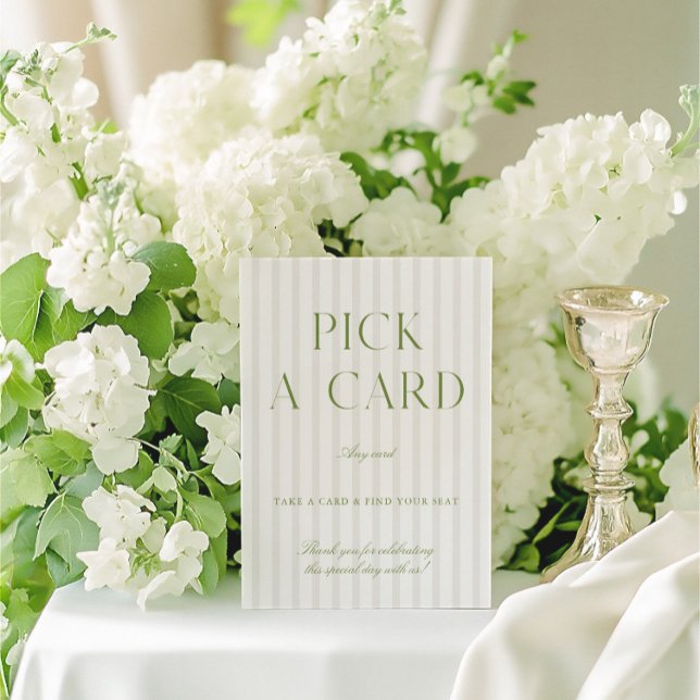 Sage Vert & Beige Mariage Choisir une carte Signal (Sage Green & Beige Wedding Pick a Card Sign)