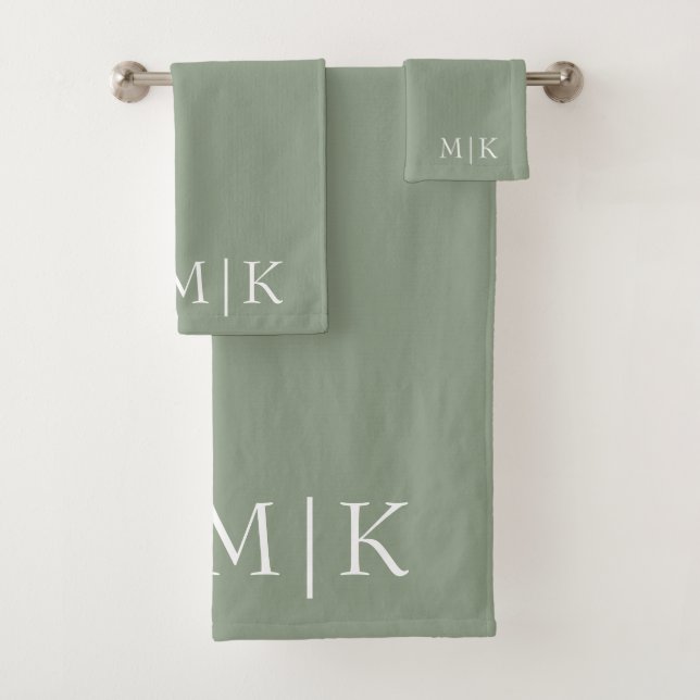 Sage vert et blanc | Monogramme moderne (En situation)