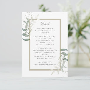 Sage vert feuillage mariage détails carte de boîti