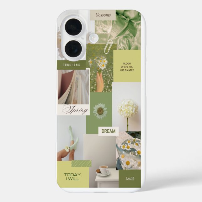 Sage vert floral belle étui téléphonique tendance (Verso)