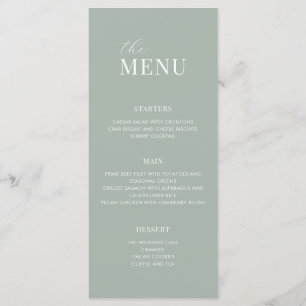 Sage vert minimaliste Menu Mariage moderne