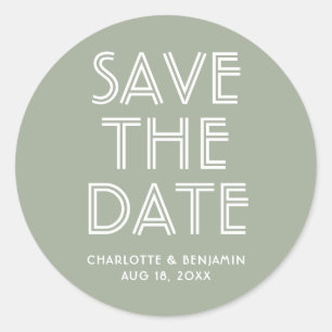 Sage Vert Moderne Enregistrer Le Sticker Date
