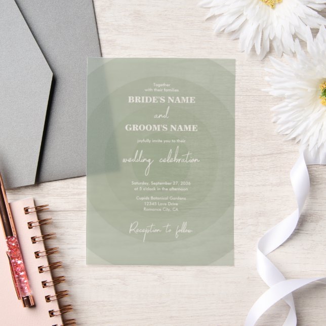 Sage Vert Moderne Monogramme Faire-part de mariage (Mariage)