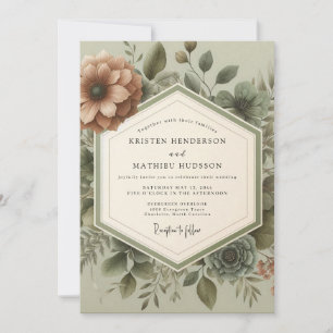 Sage Vintage Botanische Hochzeit Einladung