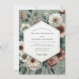 Sage Vintage Floral Hochzeit Einladung