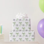 Sage Watercolor Bow Personalisiertes Brautparty Geschenkpapier<br><div class="desc">Sage Watercolor Bow Personalisiert Brautparty Wrapping Paper. Perfekt für die trendigen Party-Themen "She's band the knot". Personalisieren Sie sich mit dem Namen und der Veranstaltung der zukünftigen Braut. © Kimbellished,  LLC</div>