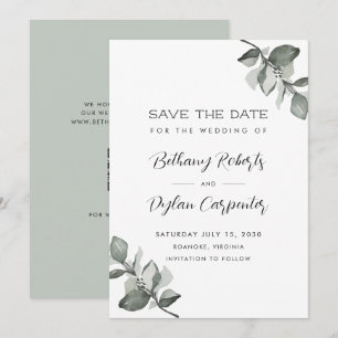 Sage Watercolor Eucalyptus QR Code Hochzeit Save The Date