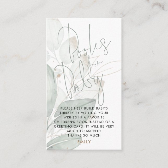 Sage Watercolor Folies Books für Baby Begleitkarte (Vorderseite)
