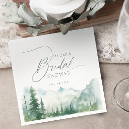 Sage Watercolor Mountain Rustic Bridal Shower Serviette