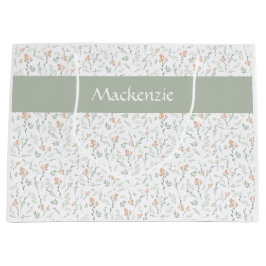 Sage Watercolor Wildflower Floral Custom Name Große Geschenktüte