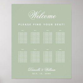 Sage Wedding 8 Table Einfache Green Seating Chart Poster