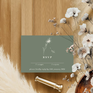 Sage Wedding Green Dandelion Kindly Antwort Einladung