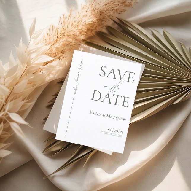 Sage Where Forever Begins Save The Date Ankündigungspostkarte (Von Creator hochgeladen)