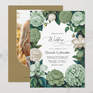 Sage Whisper, Linen Ivory & Olive Mist Hochzeit Einladung