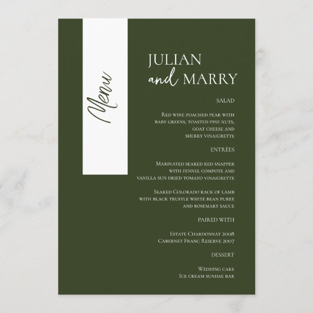 SAGE Whispers Soiree Menükarte (Vorderseite)