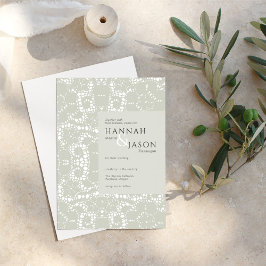 Sage White Lace Crochet Delicate Einladung