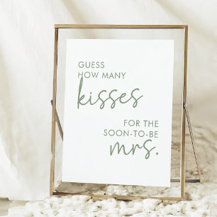 Sage & White Minimalskript Wie viele Kisses Game Poster