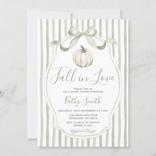 Sage & White Pumpkin Fall in Liebe Brautparty Einladung