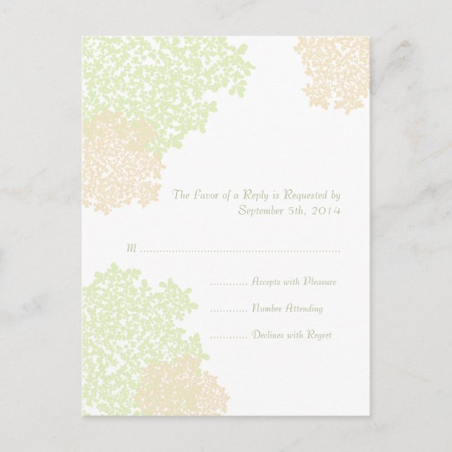 Sage & White Queen Anne's Lace Wedding RSVP Einladungspostkarte (Vorderseite)