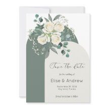 Sage & White Roses Arch Frame Faire-part de sauveg