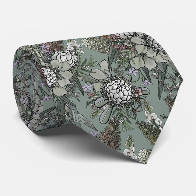 Sage Wild Bush Blume Bouquet Krawatte (Gerollt)