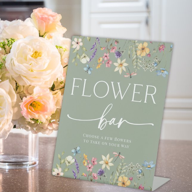 Sage Wildblume Brautparty Blume Bar Sign Sockelschild (Von Creator hochgeladen)