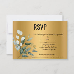 SAGE-ZWEIG-GOLD-ANTWORTKARTE RSVP KARTE