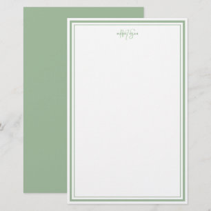 Sagegrün minimalistisches einfaches Monogramm mit  Briefpapier