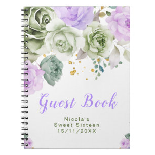 Sagegrün und lila florale Sweet Sixteen Notizblock