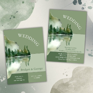 Sagegrün Wald See Landschaft Hochzeit Einladung