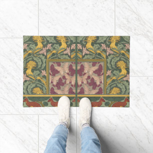 Sagegrüne Art Nouveau Wiedehopf Schmetterling Kuns Fußmatte