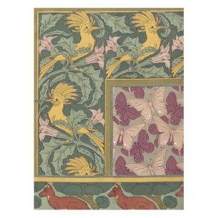 Sagegrüne Art Nouveau Wiedehopf Schmetterling Kuns Tischdecke