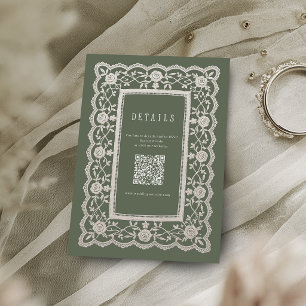 Sagegrüne florale Vintage-Spitze-Hochzeitsdetails Begleitkarte