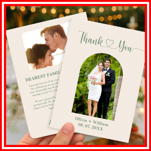 Sagegrüne Hochzeit Foto-Dankeskarten Dankeskarte